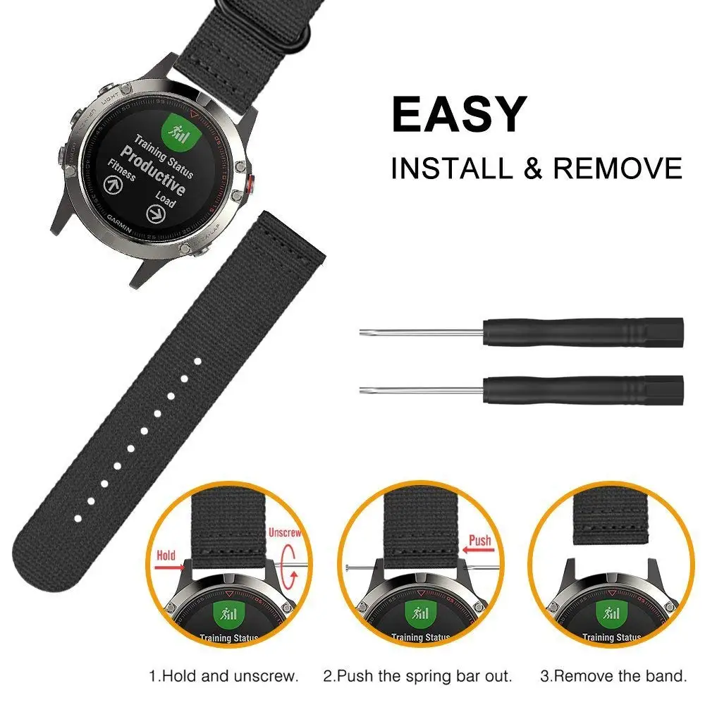 22mm Premium Nato Nylon Strap Watch Band For Garmin Fenix 7 6 5 EPIX Instinct 2 MARQ Descent G1 Forerunner 935 945 Smart Watch