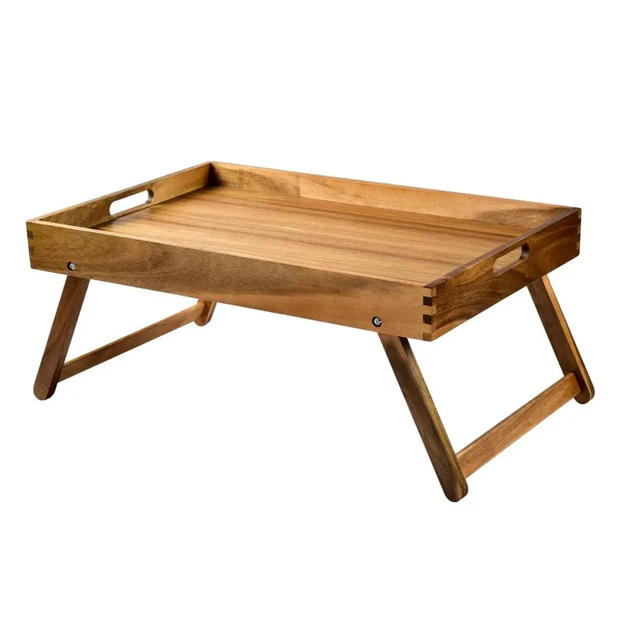 

Large Folding Bed Tray Table, 22 x 14 Acacia Wood Breakfast Tray, Food Serving Tray with Legs for Eating in Bed
