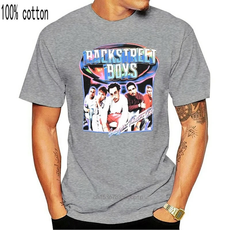 Official Black Larger Than Life Backstreet Boys T-Shirt Men Tee Shirt Tops Short Sleeve Cotton Fitness T-Shirts