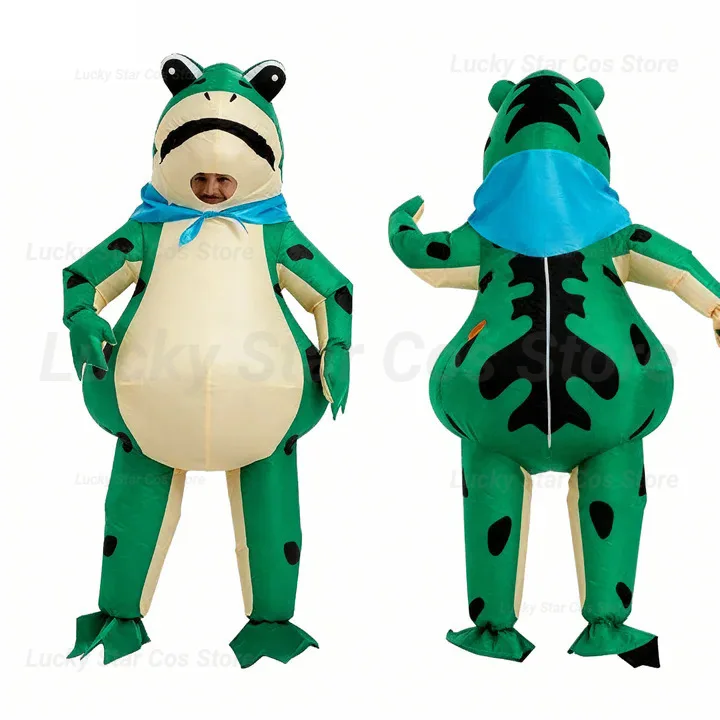 

2025 Inflatable Costume Adult Frog Full Body Deluxe Funny Air Blow Up Costume for Men Women Halloween