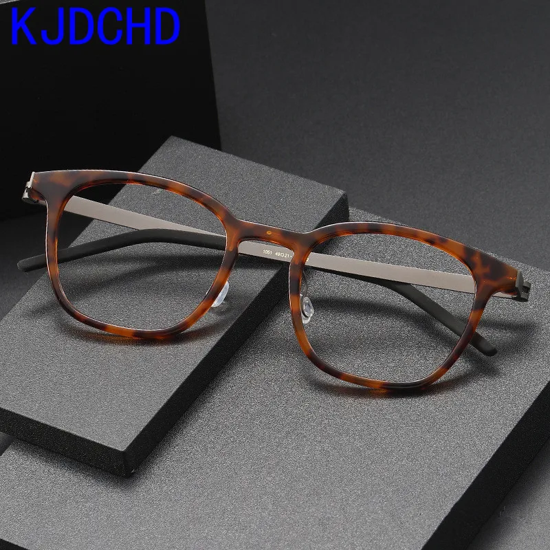 Denmark Brand Glasses Frame 1051 Ultralight Screwless Men Eyeglasses Eyewear Square Acetate Titanium Korean 2024