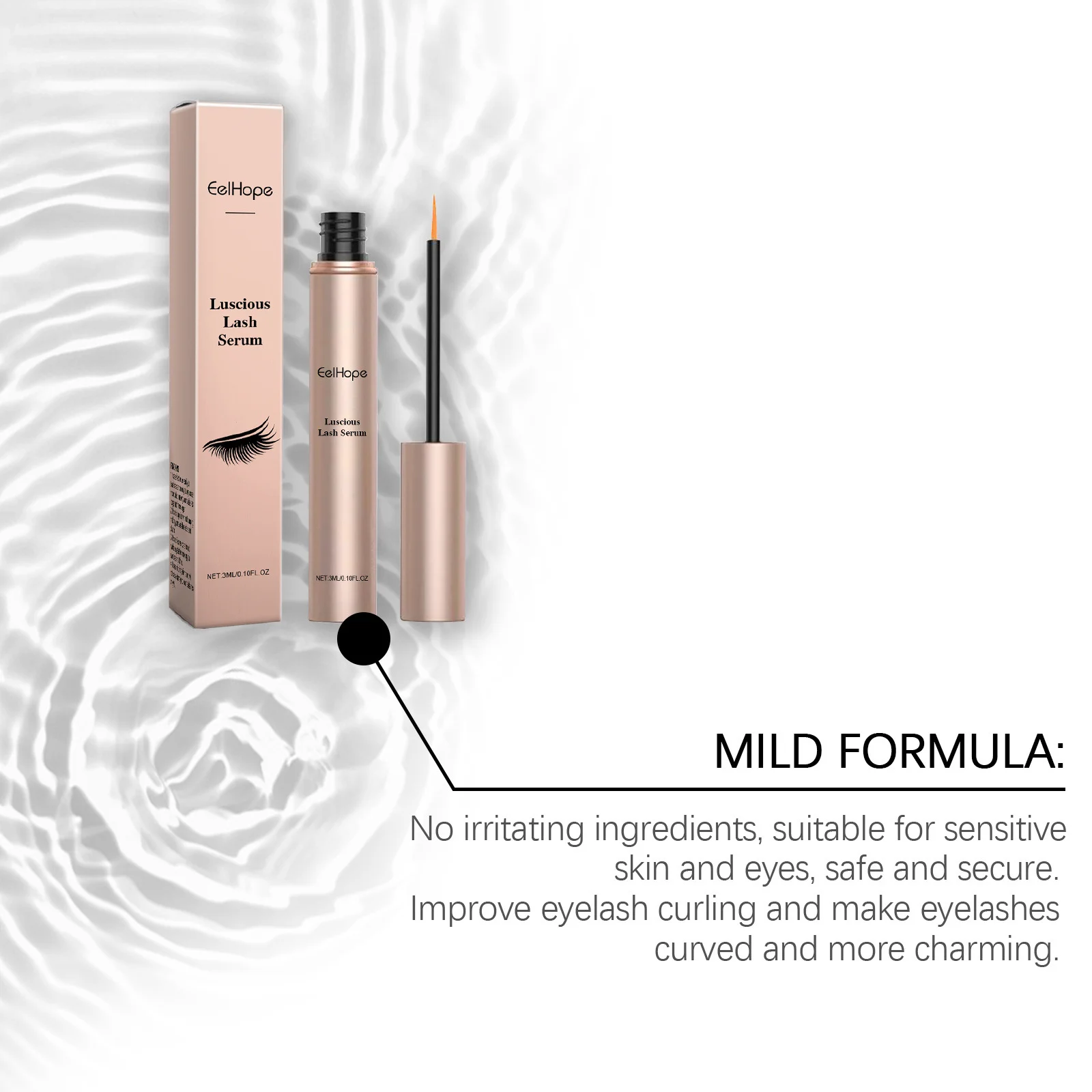 Siero per la crescita delle ciglia Ciglia naturali Più piene Più spesse Allungamento Curling Ciglia Anti perdita di capelli Siero nutriente per potenziare le ciglia