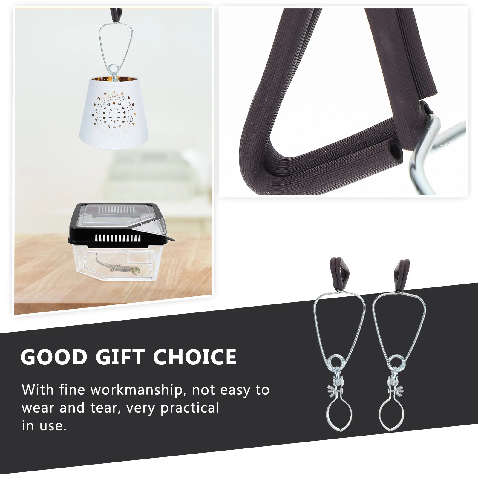 

2Pcs Lampshade Fixing Clips Durable Metal Reptile Light Holder High Temperature Resistant Practical Clamps Pet Accessories