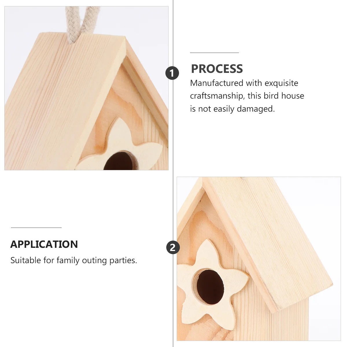 

Wooden Bird Nest Hanging Decoration Exquisite Craftsmanship DIY Paintable Bird House Outdoor Garden Backyard Hanging Wooden