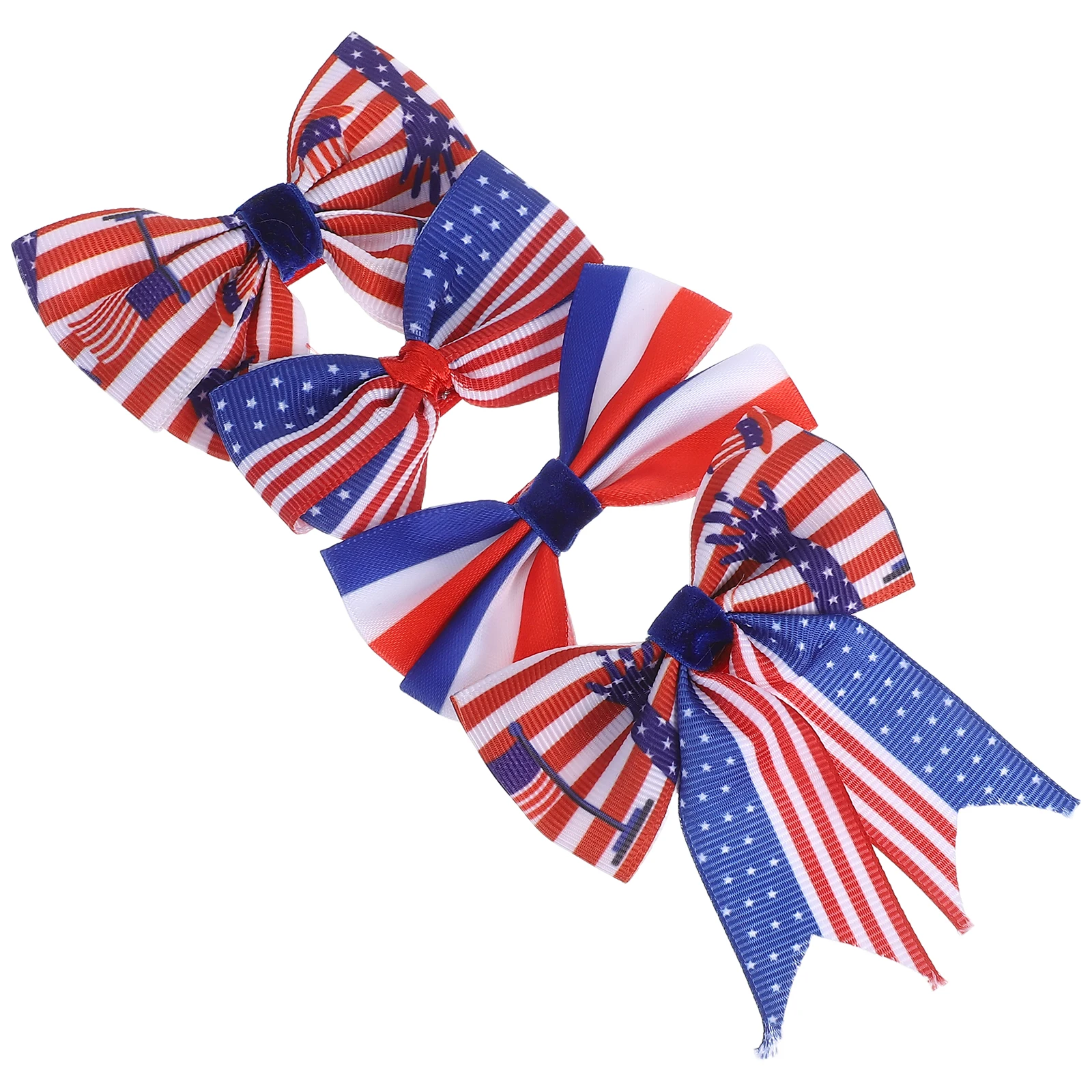 

4 Pcs American Independence Day Hair Clips Striped Bow Headdress Patriotic Usa Flag Accessories Women Girls Hoops Bands