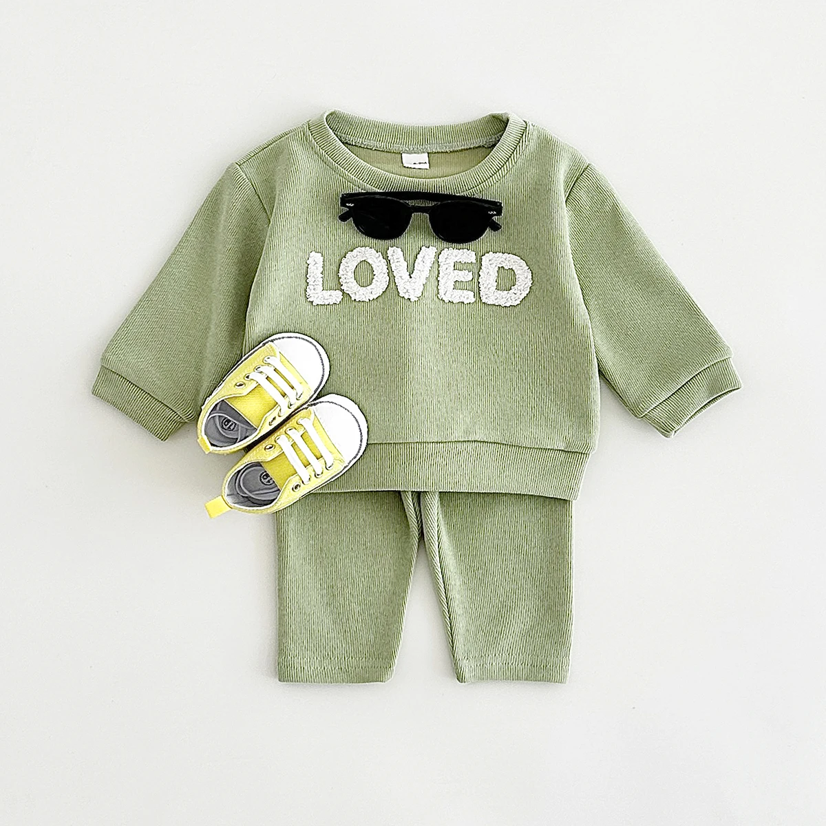 2024 Baby Clothes 2PCS Cotton Boys Girls Autumn Loose Pullovers Letter Long Sleeved Tops+Bottom Infant Outfit Newborn Clothing