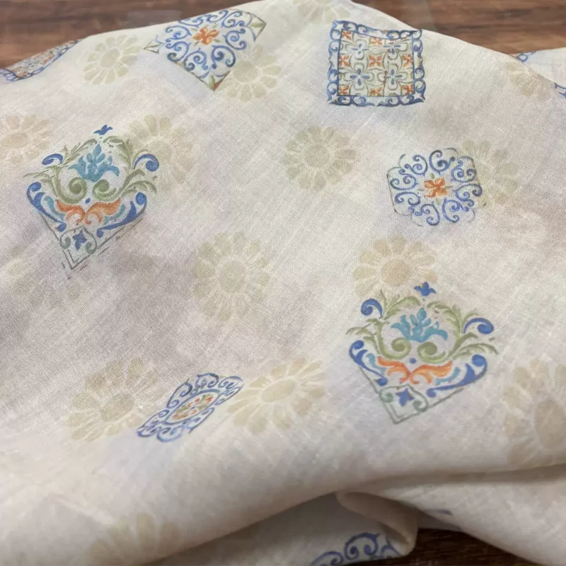 

Pure ramie printed lightweight natural breathable fabric, used for making high-end summer clothing sewing fabrics