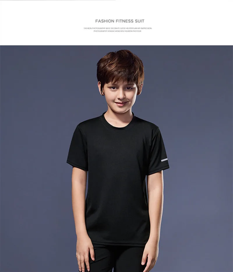 Jungen-Sportbekleidungsset, schnelltrocknend, kurzärmeliges T-Shirt, Shorts, atmungsaktiv, zum Laufen, für das Fitnessstudio, für das Training, Sommer, zweiteiliges Outfit. – Detail 3