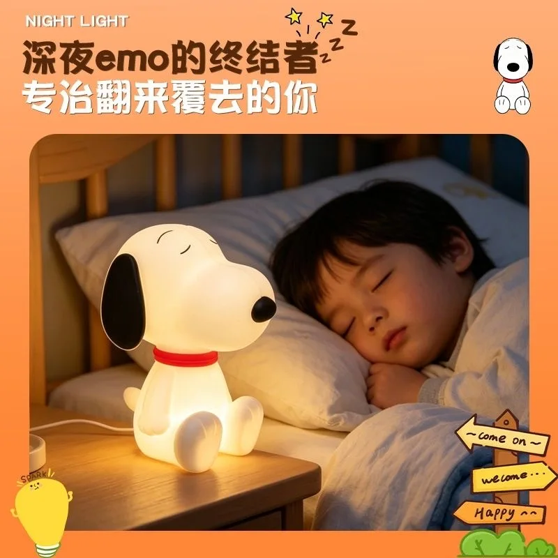 Cute Snoopy Silicone Night Light Anime Figure Pat Light Ambient Lighting Home Decoration Lamp Toy Gifts