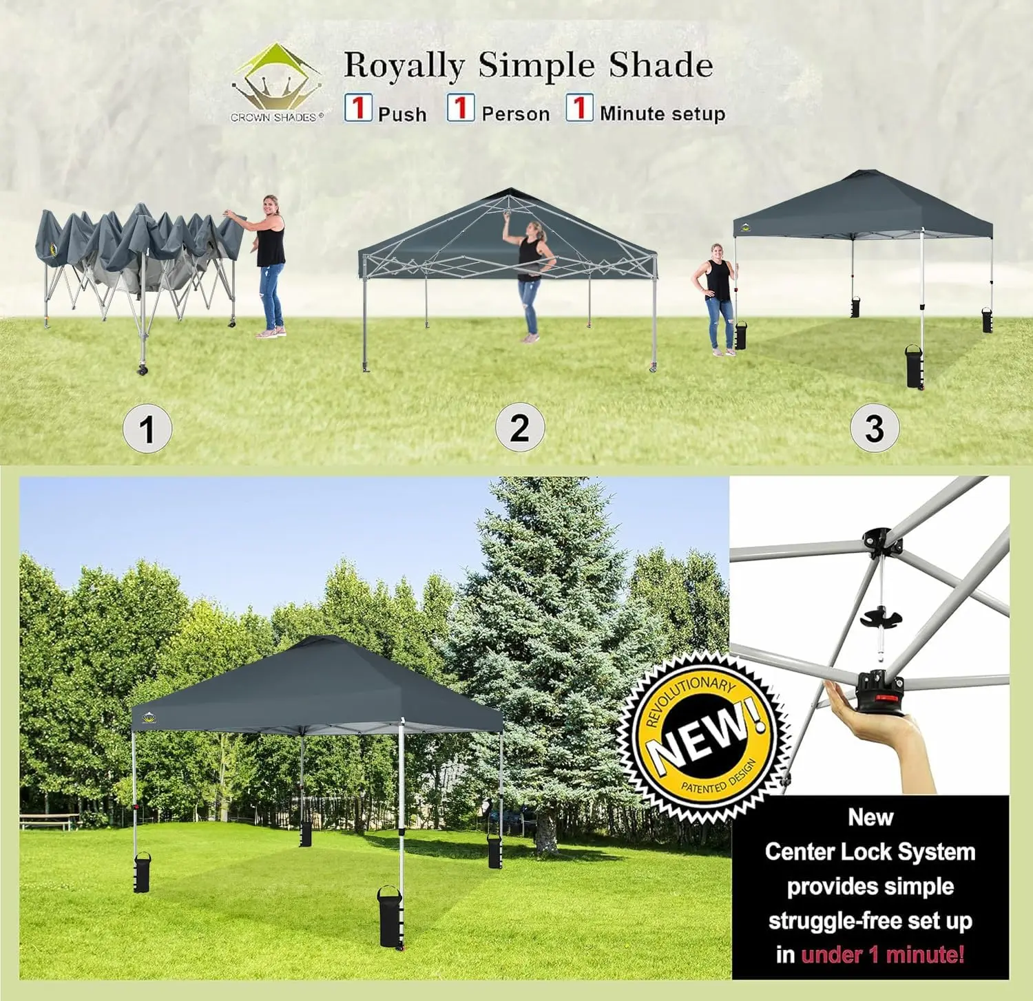 10x10 Pop Up Canopy - Beach Tent with One Push Setup - Easy Outdoor Sun Shade for Events, Parties, Camping - Gazebo with STO-N-G