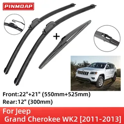 Escobillas de limpiaparabrisas delanteras y traseras para Jeep Grand Cherokee WK2 2011-2013, accesorios de corte, gancho J 2011 2012 2013