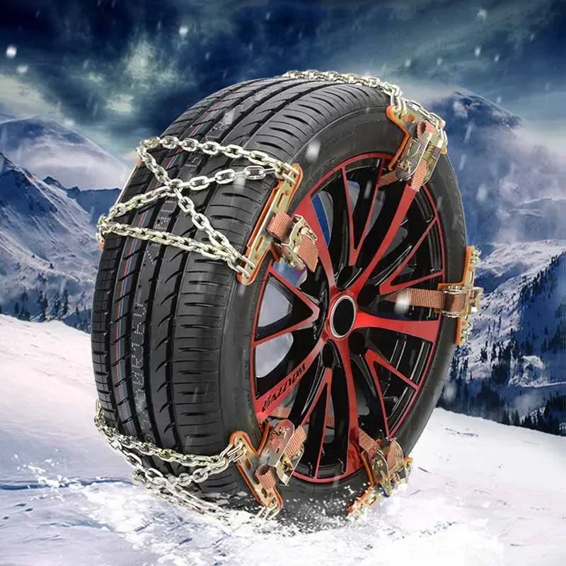 Winter Car Tire Snow Chain Manganese Steel Auto Anti-Skid Chain Ice Mud Tires Chain Adjustable Auto Wheel Tyre Belt for Cars