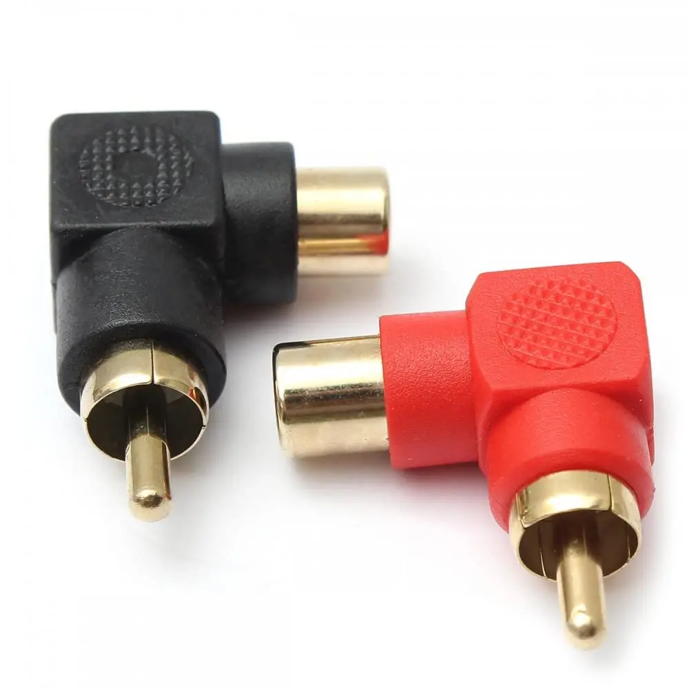2Pcs 90 Degree Bend Right Angle RCA Male Female Audio Connector Adapter