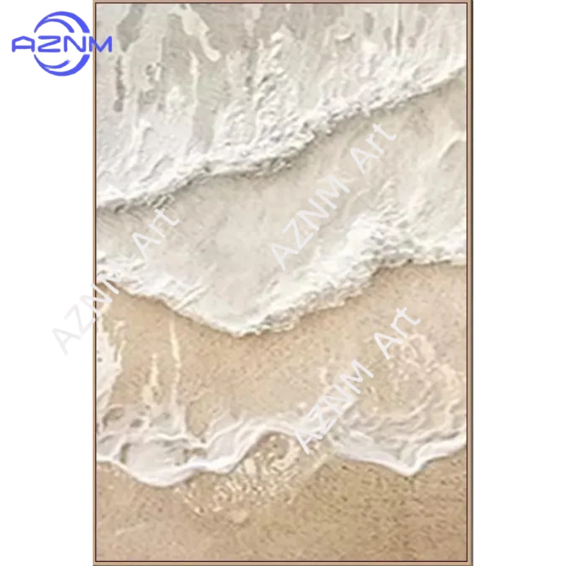 1/3Pcs Textured Beige Coastal Wall Art Beach Wave Painting on Canvas Neutral Ocean Art Modern Sand Sea Seascape room Art view 4