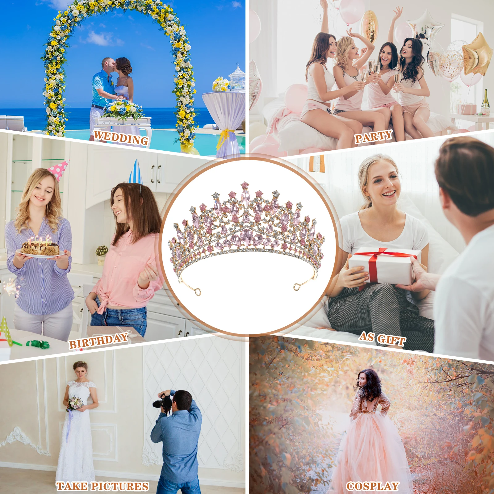 

Baroque Crown Bridal Headband Wedding Hair Accessories Girls Party Tiara Diamond Decor Bride Headdress Wedding Decorations