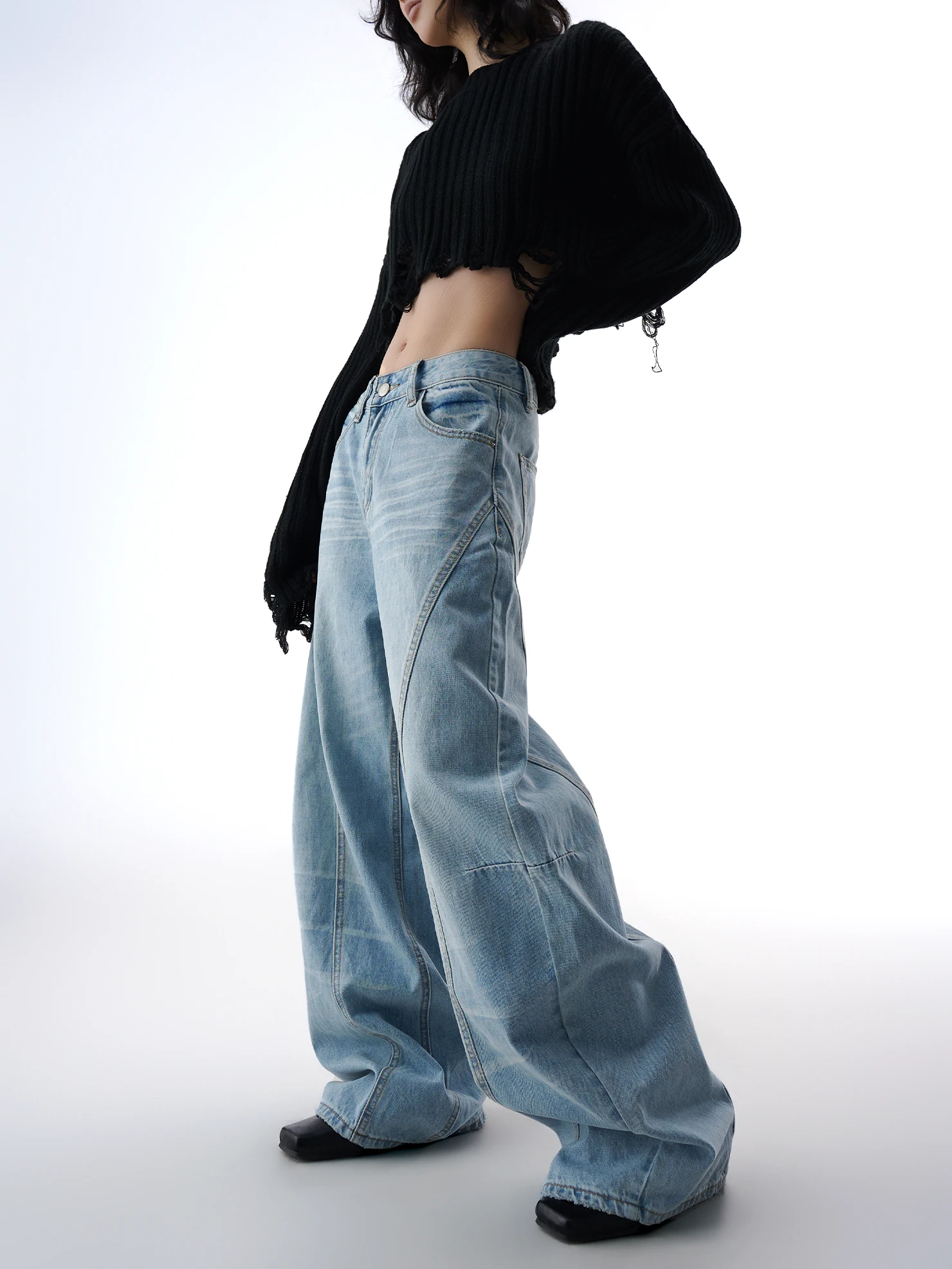 

Американские свободные женские джинсы High Street с широкими штанинами, джинсовые брюки, весна 2026, новинка, расслабленные свободные брюки