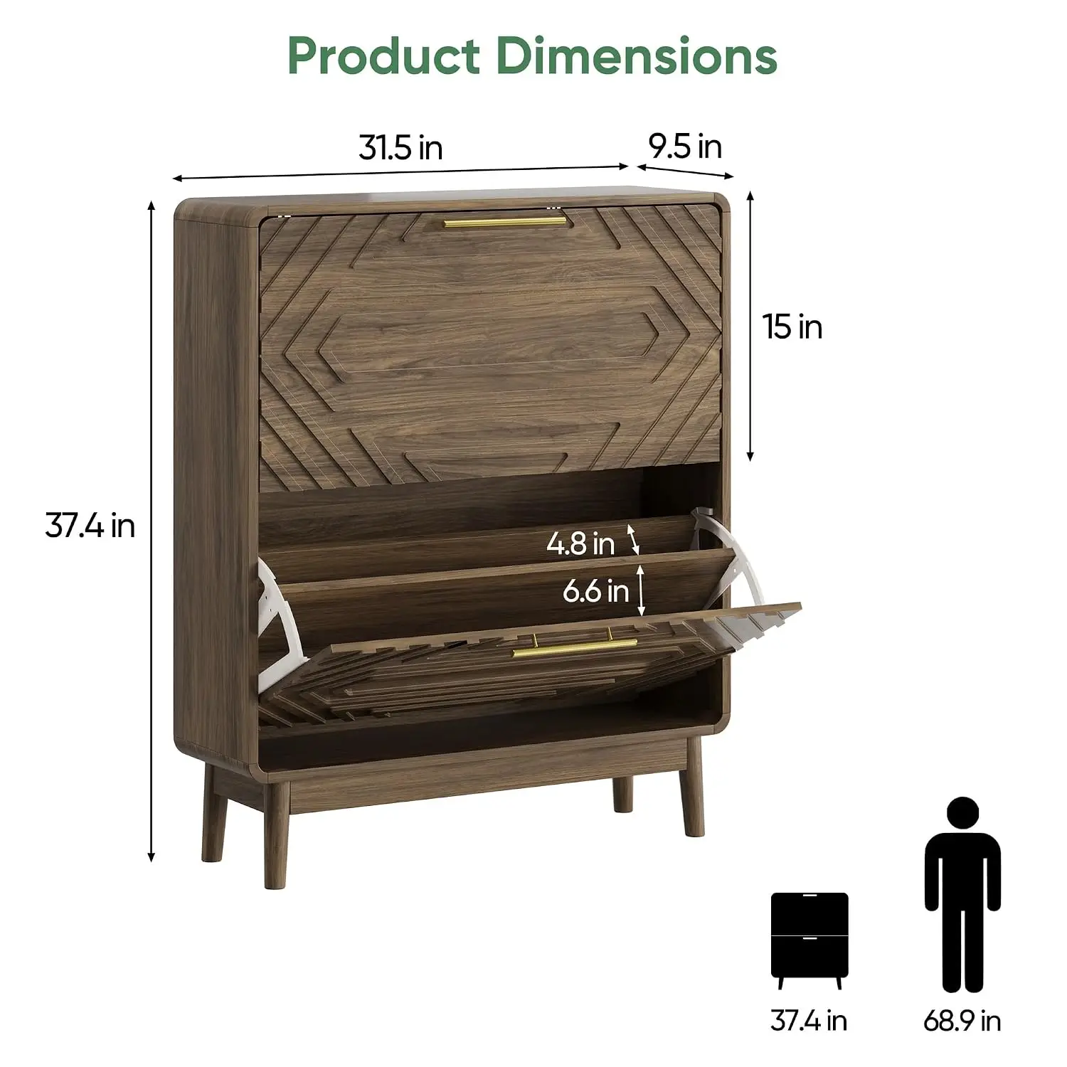 Shoe Storage Cabinet With Hand-Carved Raised Embossed 2 Flip Drawers,Narrow Shoe Cabinet Storage For Entryway,, Customized