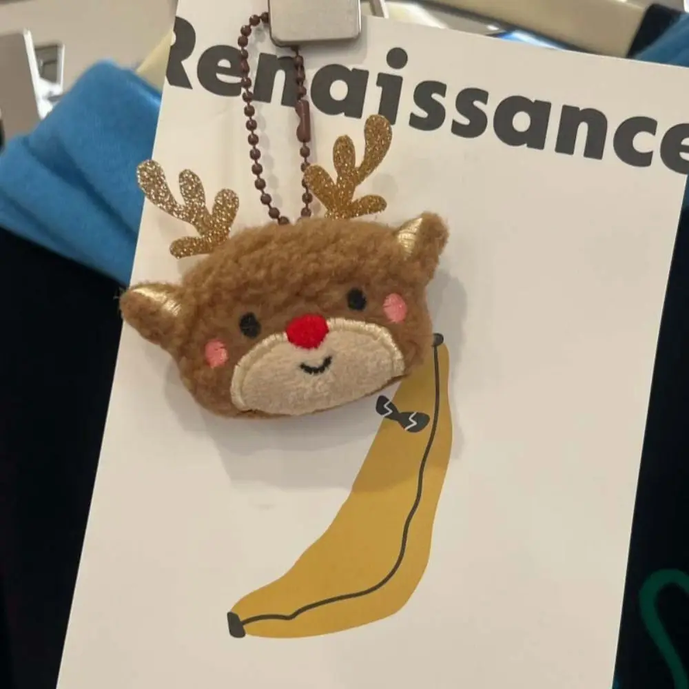 Kawaii pelúcia bonecas natal pingente de pelúcia elk papai noel dos desenhos animados chaveiro macio boneco de neve brinquedo de pelúcia presentes