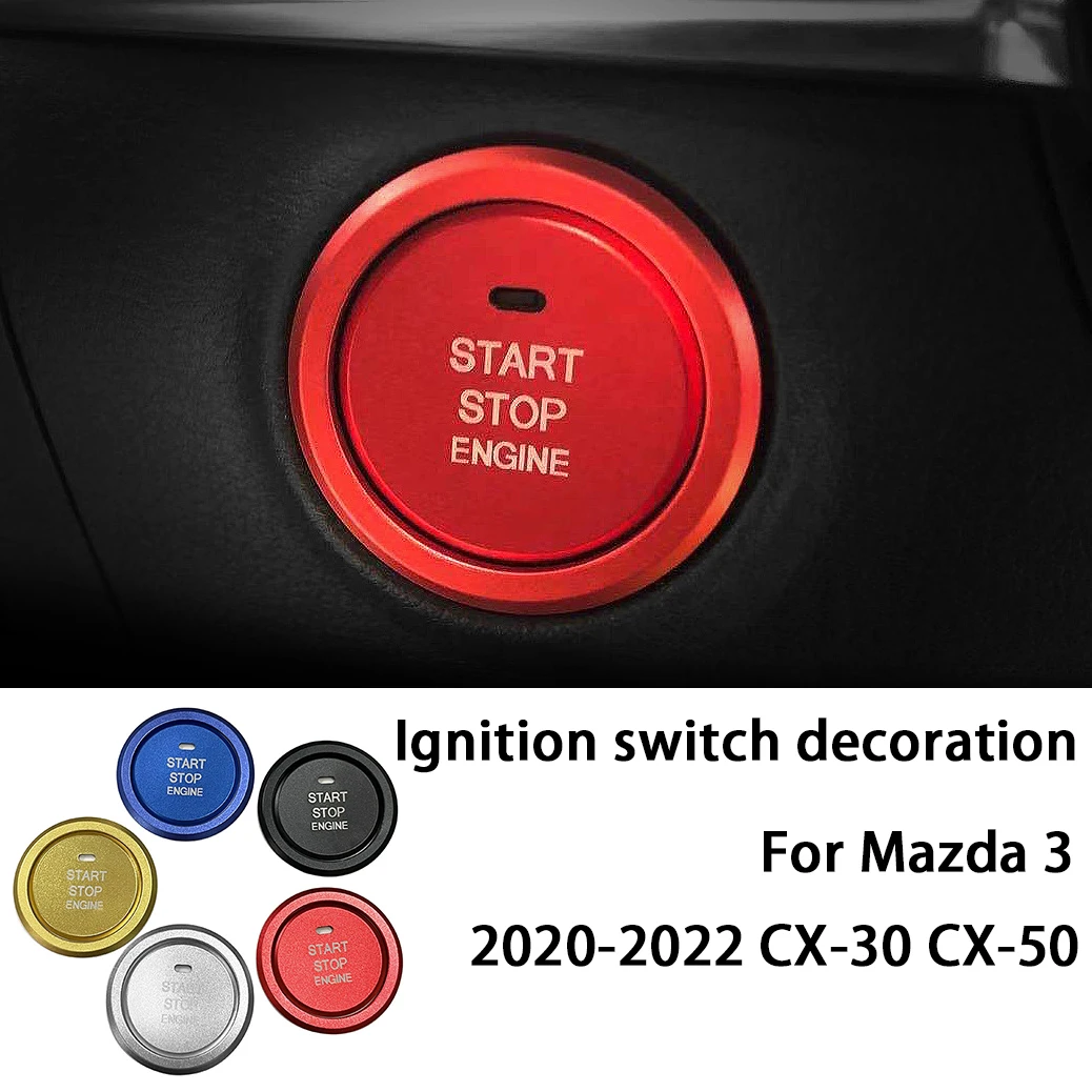 Metal Ignition Switch Engine start stop button Decoration Patch Ring For Mazda 3 2020-2022 CX-30 CX-50 Car Interior Accessories