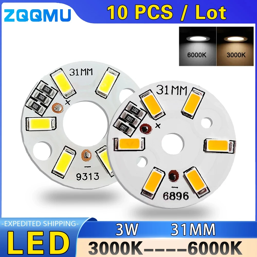 10pcs High Bright LED Light Board 3W Warm White 5V Diameter 31MM SMD 5730 Chip For DIY Bulb Circular Transformation Light Source