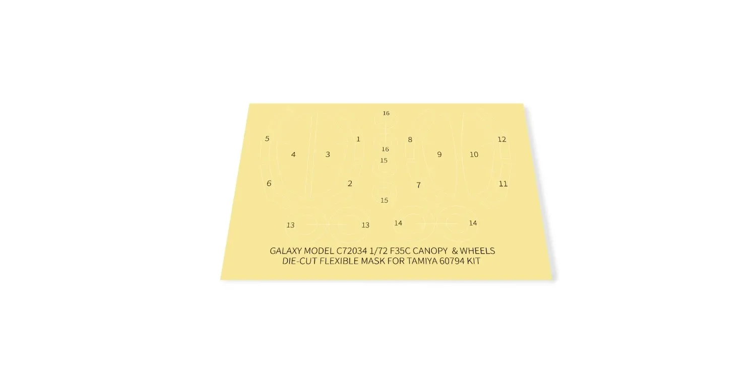 Galaxy C72034 F-35C FIGHTER Canopy Wheels DIE-CUT Flexible Mask for TAMIYA 60749 SCALE 1/72 KIT