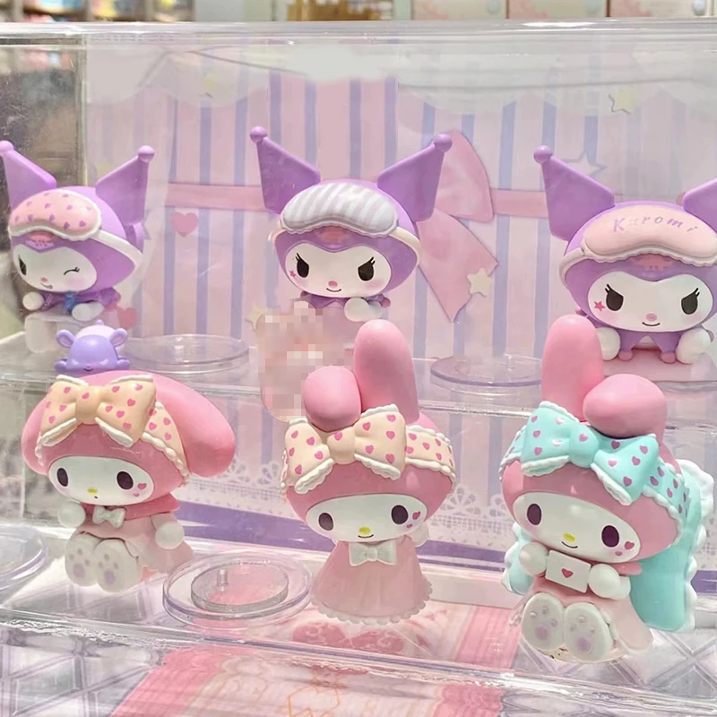 

Пижама Sanrio Sweethearts Kuromi & My Melody, милые коллекционные предметы, слепая коробка, подарки, игрушечная модель, аниме-фигурки, коллекционные украшения