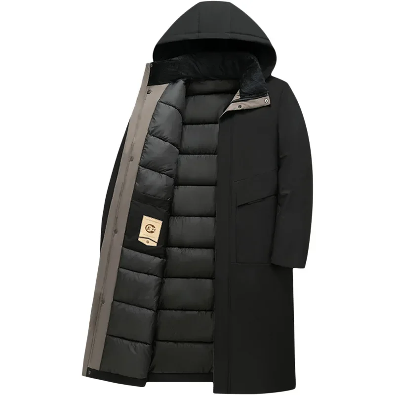 سترة قطنية سميكة كاجوال للرجال، معطف طويل للترفيه في الأعمال في منتصف العمر وكبار السن، ملابس خارجية شتوية #4