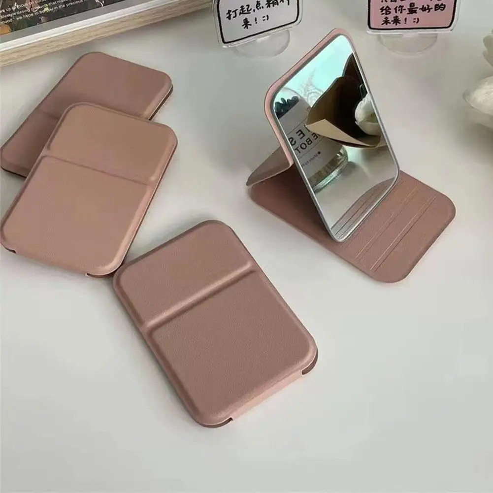 Mini-Desktop-Make-up-Spiegel, einfarbig, einfacher tragbarer Hand-Make-up-Spiegel, faltbar, für Studenten, kompakt, niedlicher Taschenspiegel