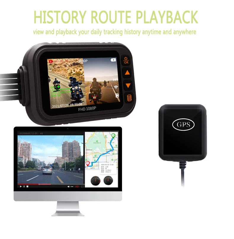 MOTO WiFi Motorcycle DVR Dash Cam 1080P Full HD Front Rear View Waterproof Lens Motorbike Camera GPS Logger Recorder Box