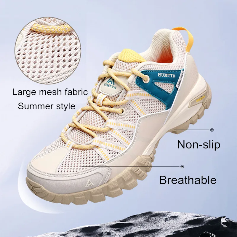 HUMTTO Women\'s Sports Shoes Summer Breathable Hiking Shoes Non-slip Luxury Designer Outdoor Rubber Trekking Sneakers for Women