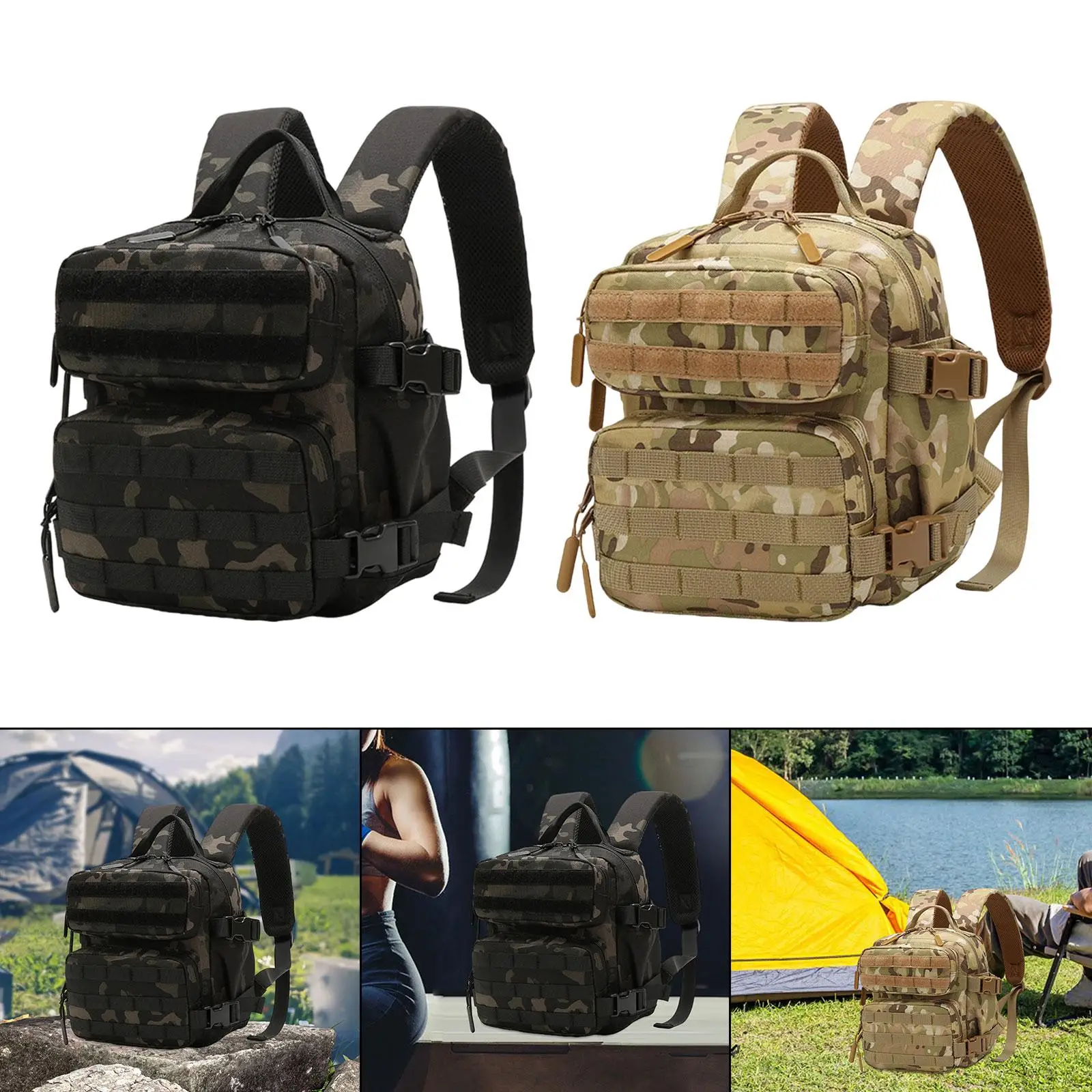 Camping Backpack 9L Multifunctional Adjustable Shoulder Strap Gym Bag Hiking Rucksack for Travel Sports Workout Trekking Gym