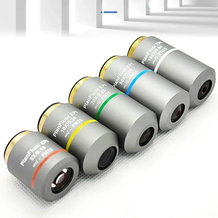 5X10X 20X 50X 100X Metallurgical Microscope Plan-Fluor Semi-Apochromatic Infinite Correction Objective Lens with RMS Thread