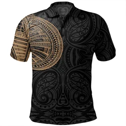 3D American Samoa Tribal Styles Print Polo Shirt For Men Polynesian Samoa Emblem Graphic Polo Shirts Polos Vintage Clothing Tops