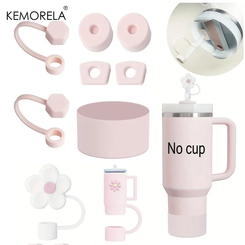 

KEMORELA Reusable Silicone Cup Covers, Straw Caps, Leak-Proof Plug, Rainbow Cloud, 40oz, 30oz, for Stanley Cup Accessories, 9Pcs