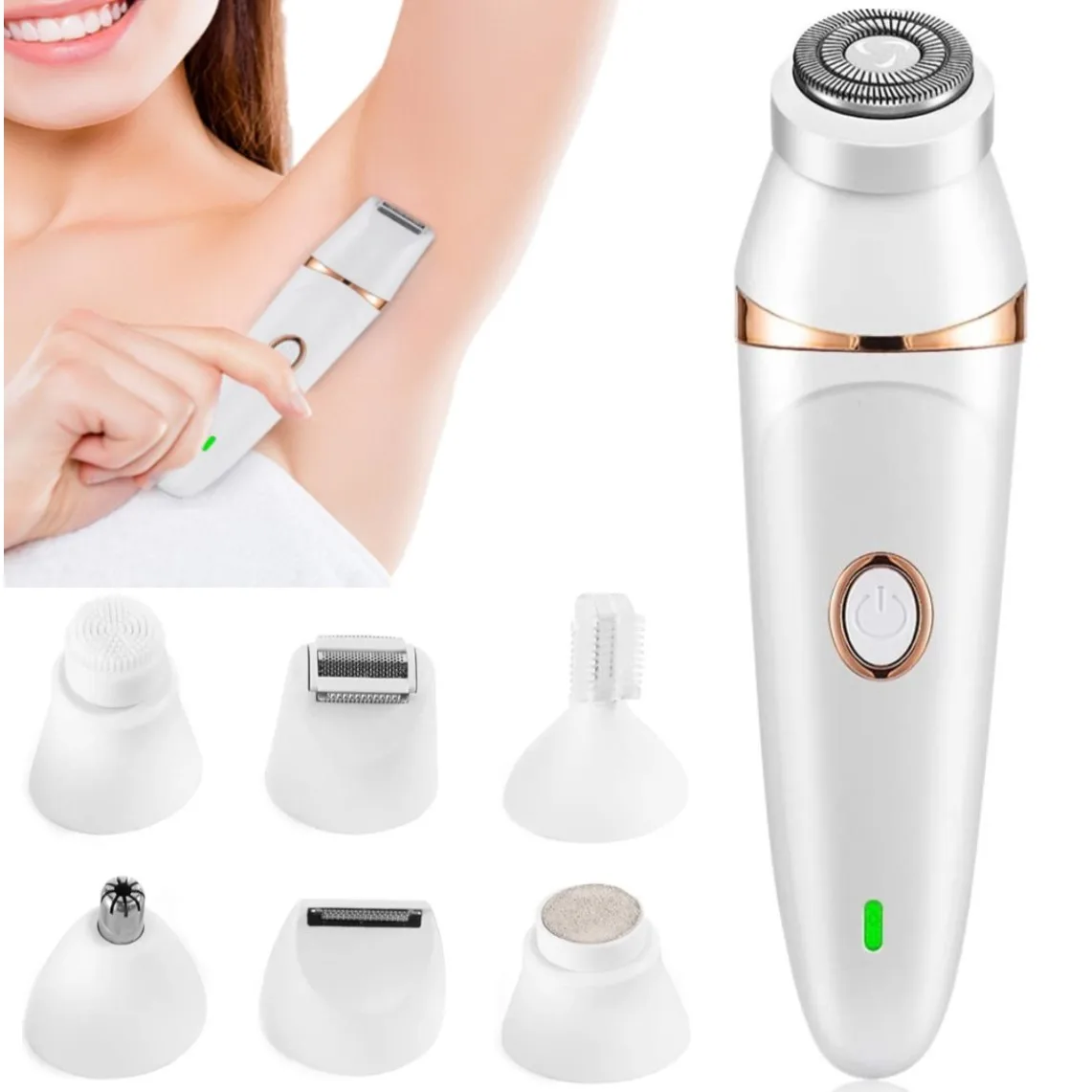 

7in1 electric epilator women shaver eyebrow trimmer leg female facial hair remover bikini trimmer rechargeable lady shaver nose