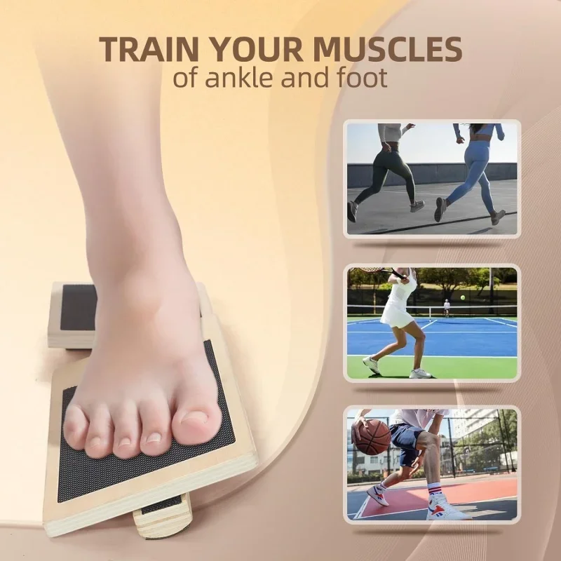 Physiotherapie Haltungskorrektur Einzelfuß Balance Board Knöchelstärkungsgerät Exerciser Verstauchtes rutschfestes Holz Wackelbrett – Detail 5