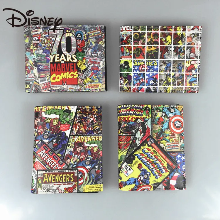 

MINISO Disney Comics Avengers Alliance Captain America Iron Man Hulk Spiderman Pu Wallet Boys Birthday Gift Men Wallet