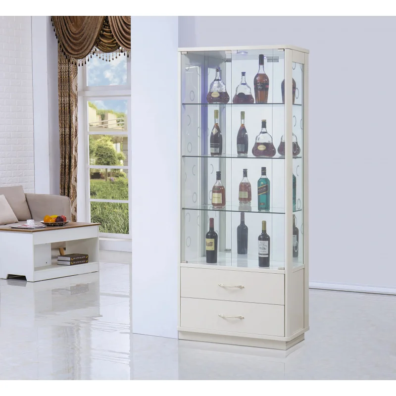 custom.Custom Extendable Glass Display Cabinet Home Lockable Living Room Furniture with Store Features