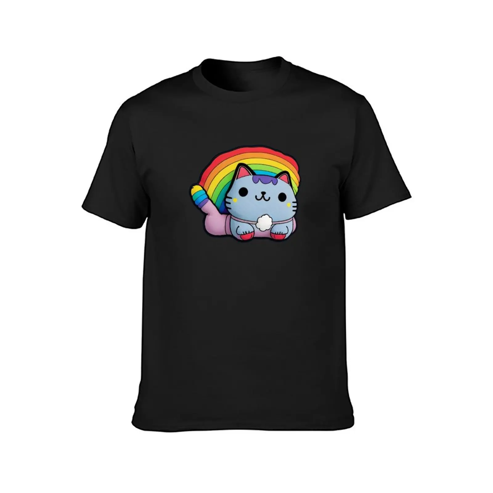 Cute Rainbow Stuffed Cat Plushie T-Shirt quick drying anime cute clothes black t-shirts for men