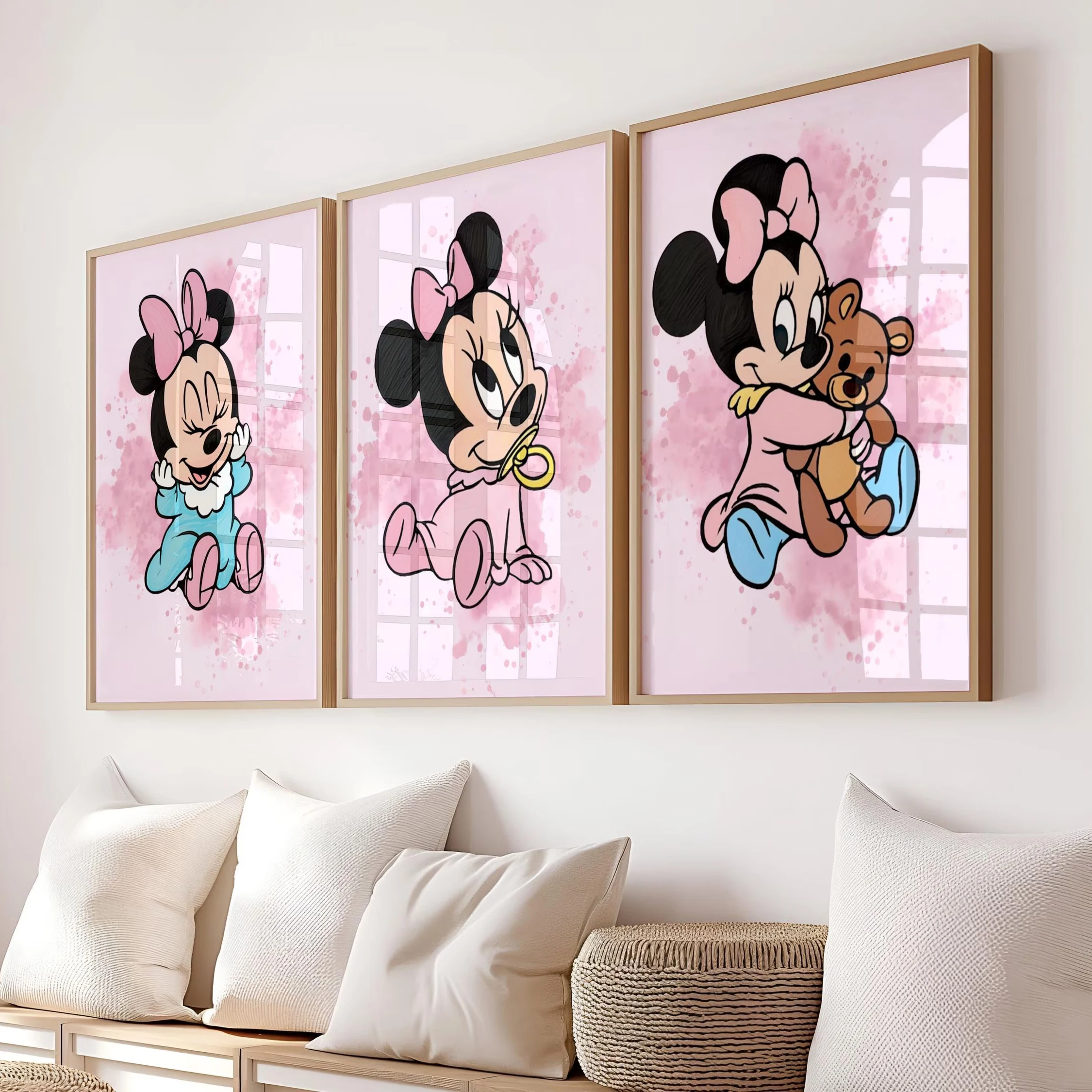 Minnie Mouse Wall Art Set Disney Art Nursery Wall Decor Baby