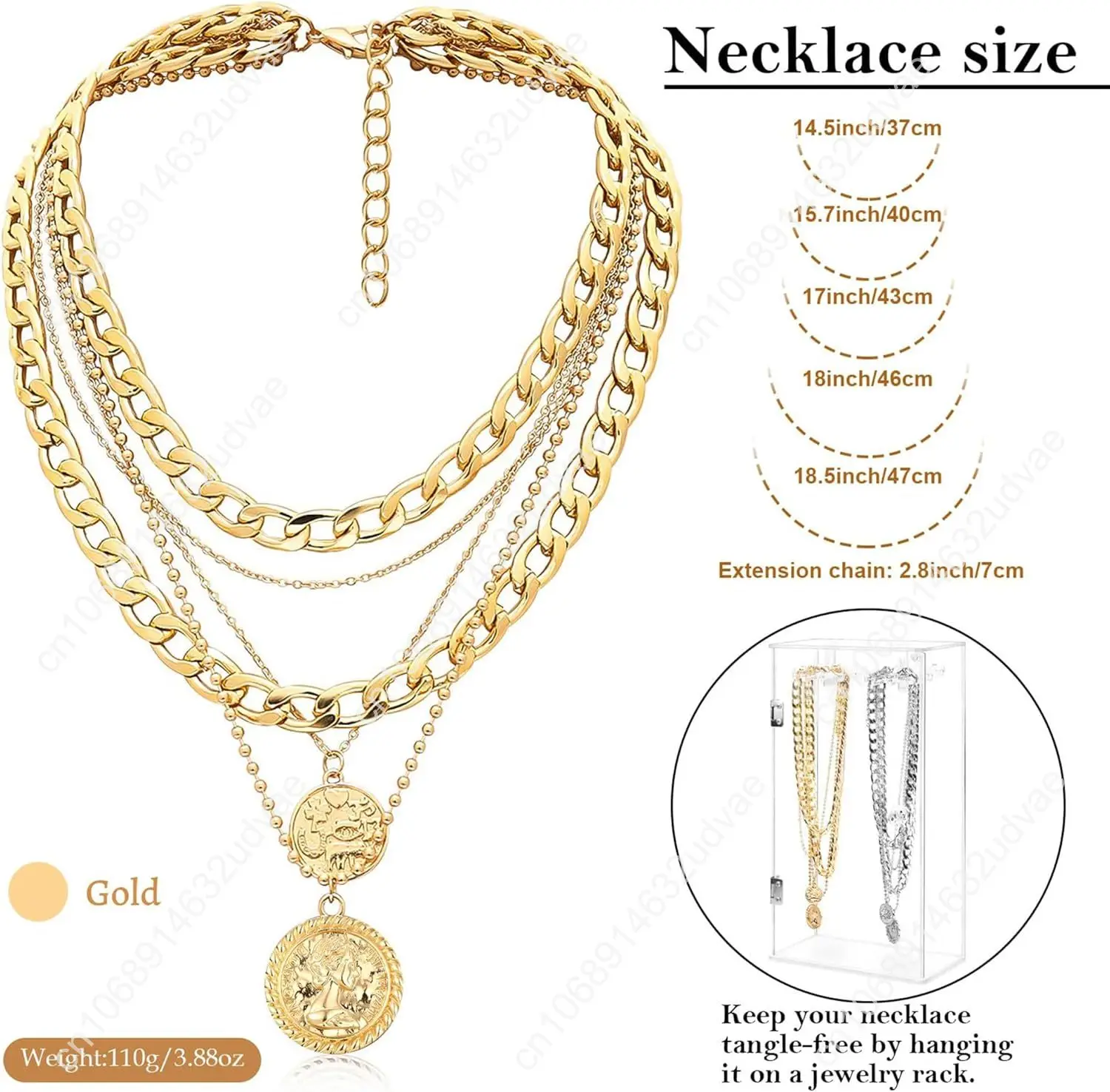 Золотые многослойные ожерелья для женщин, модное ожерелье с подвеской в виде монет в стиле ретро, изящная массивная цепочка-колье для ювелирных изделий B