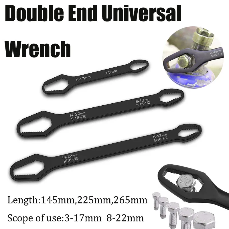8-22mm 3-17mm Double End Universal Wrench  Multifunctional , Self-Tightening Wrench Repair Tools Double Ended Wrench