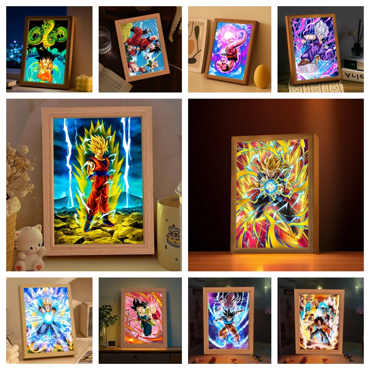 

Dragon Ball аниме световая картина фоторамка Гоку персонаж светодиодный ночник комната декоративное освещение
