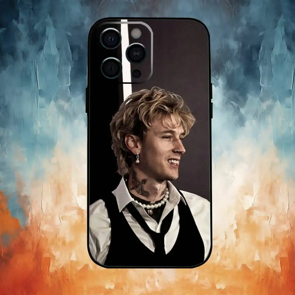 เคสโทรศัพท์ M-Machine Gun K-Kelly MGK สำหรับ iPhone17,16,15,14,13,12,11 Plus,Pro Max แบบนิ่ม สีดำ