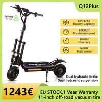 New EU Warehouse Q12Plus Dual-Motor Electric Scooter Dropshipping 85Km/h Top Speed 100KM Range 60V 38Ah Battery 5600W Power Road
