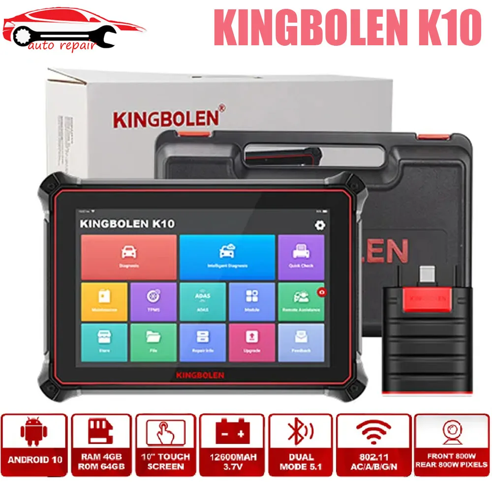 

KINGBOLEN K10 34 Resets 23 Languages OBD2 All System Car Diagnostic Tools ECU Coding Active Test 12600Mah 2 Years Free Update