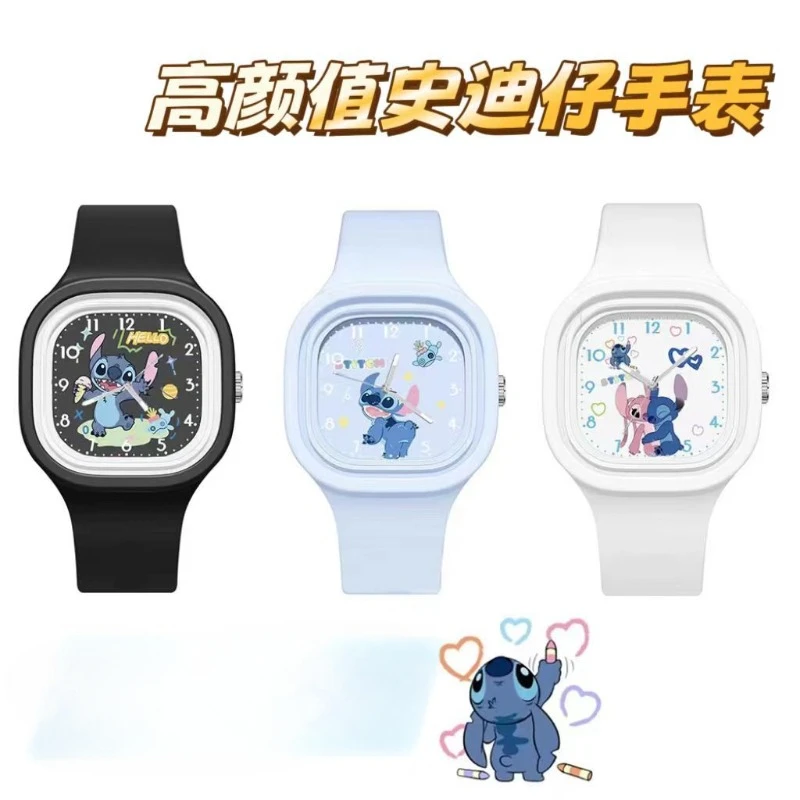 Disney Stitch animation peripheral cartoon cute exam silent watch creative kawaii pointer type children's electronic watch gift