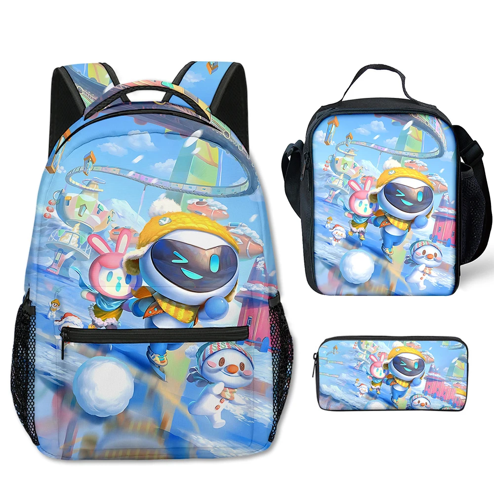 

Harajuku Popular Funny New astro bot 3D Print 3pcs/Set Student School Bags Laptop Backpack Crossbody Lunch bag Pencil Case