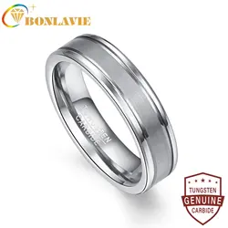 6mm Tungsten Ring Steel Color Two Thin Grooves In The Middle Rassa Edge Polished Tungsten Carbide Meterial Wedding Jewelry