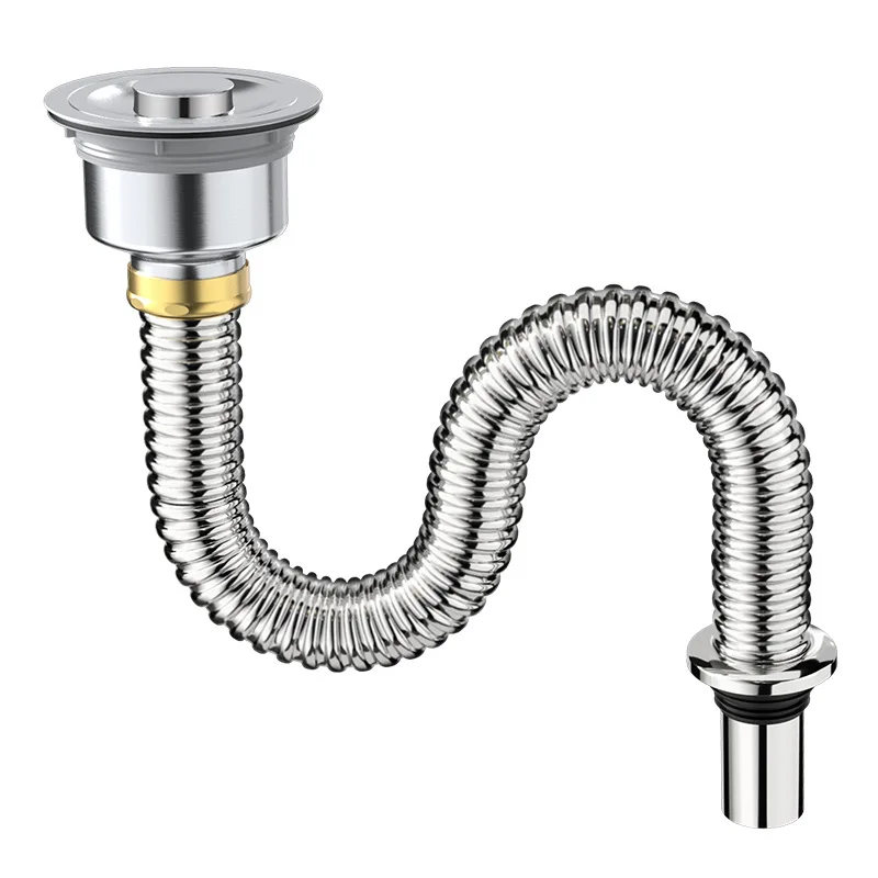 Useful Stainless Steel Kitchen Sink Drain Pipe Anti-odor Water Hose Sink Strainer Connection Overflow Sewer Drainer Universal